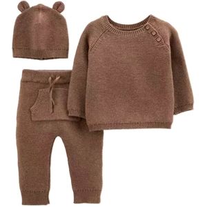 Carter's  Baby 3pc Sweater Top & Bottom Set - Brown